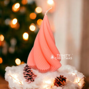 Spiral Christmas Tree Candle - Peach