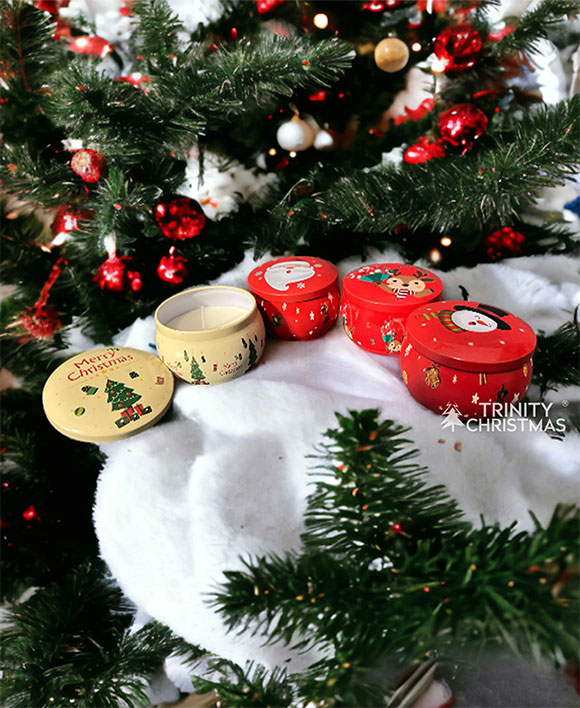 Christmas Scented Candles in Metal Tin – Pack of 1 (4 Pcs) - Image 4