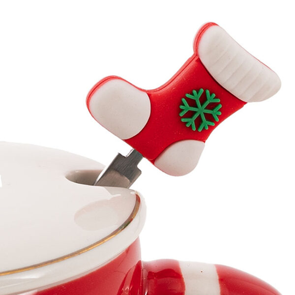 Christmas Holiday Tree Mug with Spoon and Lid - Red - Image 3