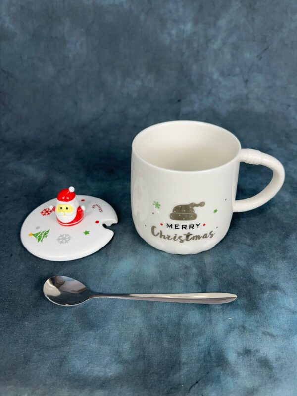 Christmas Hat Mug with Spoon and Santa Lid - Image 4