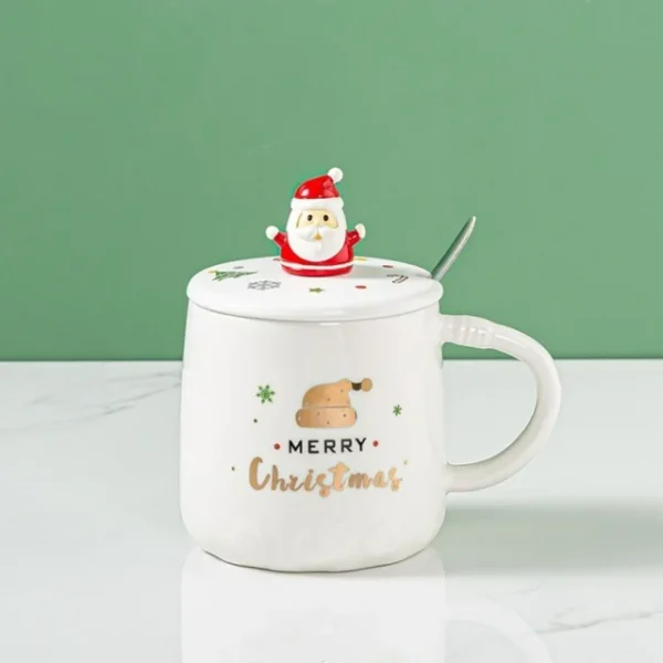 Christmas Hat Mug with Spoon and Santa Lid - Image 3