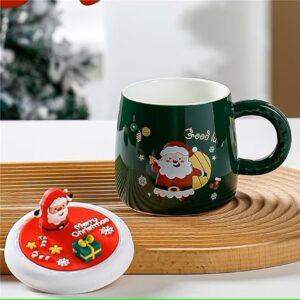 Christmas Green Santa Mug with Santa lid - Good Luck Print