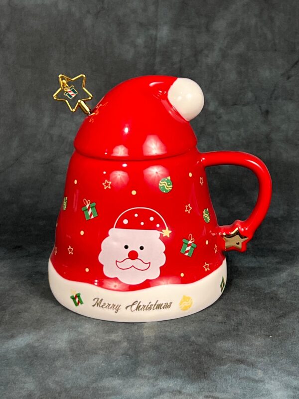 Christmas Santa Claus Mug with Santa Hat Lid and Spoon - Image 5