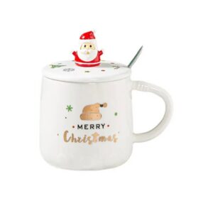 Christmas Hat Mug with Spoon and Santa Lid