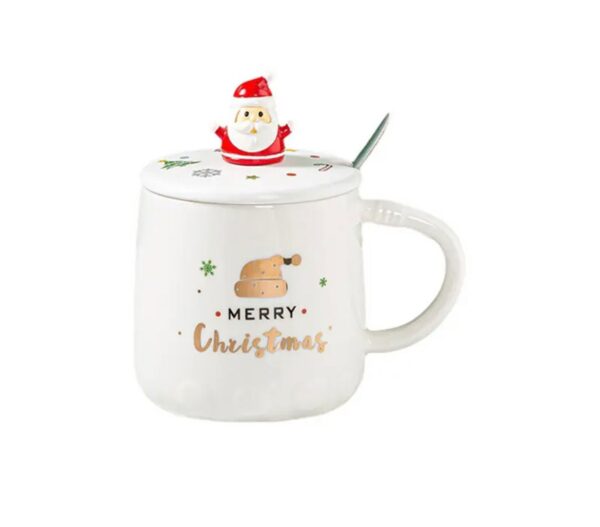 Christmas Hat Mug with Spoon and Santa Lid