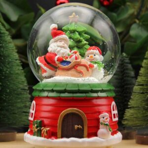 Christmas Musical Revolving lighted Snow Globe Santa Snowman Lantern - 6 Inch