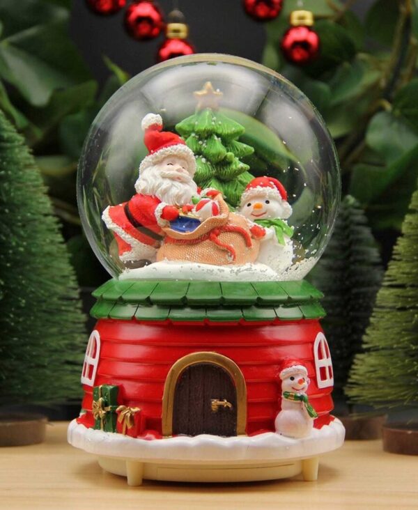 Christmas Musical Revolving lighted Snow Globe Santa Snowman Lantern - 6 Inch