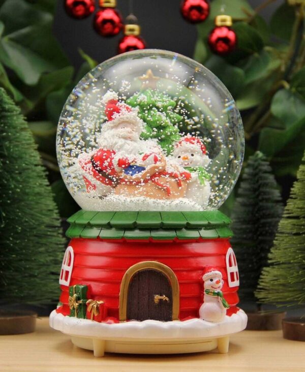 Christmas Musical Revolving lighted Snow Globe Santa Snowman Lantern - 6 Inch - Image 3