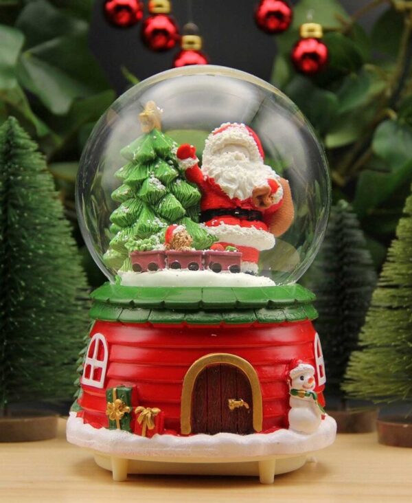 Christmas Musical Revolving lighted Snow Globe Santa Lantern - 6 Inch