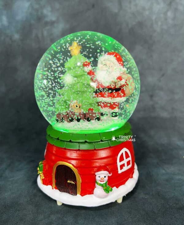 Christmas Musical Revolving lighted Snow Globe Santa Lantern - 6 Inch - Image 2