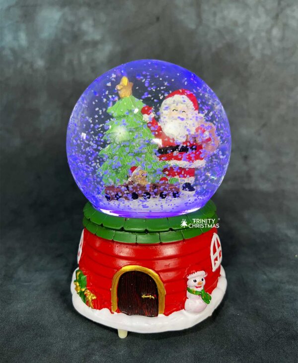 Christmas Musical Revolving lighted Snow Globe Santa Lantern - 6 Inch - Image 3