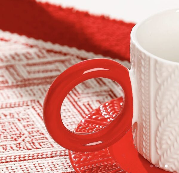 Christmas Holiday Mugs Set With Saucer - Set of 4 (4 Mugs) - Image 10