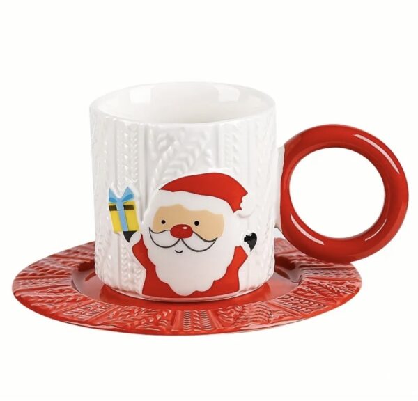 Christmas Holiday Mugs Set With Saucer - Set of 4 (4 Mugs) - Image 12