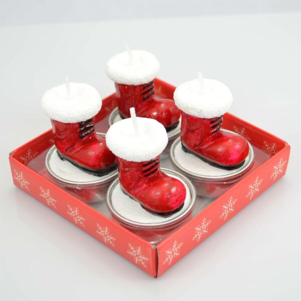 Trinity Christmas Tealight Santa Boot Candles - Pack of 1 (4 Pcs) - Image 4