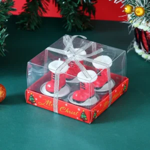 Trinity Christmas Tealight Santa Boot Candles - Pack of 1 (4 Pcs)