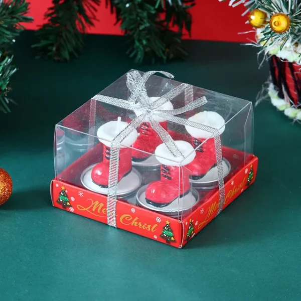 Trinity Christmas Tealight Santa Boot Candles - Pack of 1 (4 Pcs)