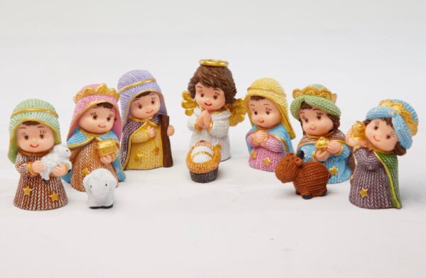 Christmas Kids 2 Inch Nativity Set - 10 Pcs, Christmas Mini Nativity Scene