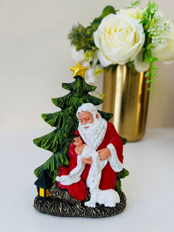 Santa Claus Figurine with Baby Jesus and Christmas Tree -6 Inch - Image 2
