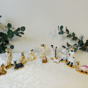 Christmas Nativity Crib Set of 12 pcs - 6.5 inches White