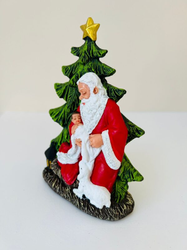 Santa Claus Figurine with Baby Jesus and Christmas Tree -6 Inch - Image 3