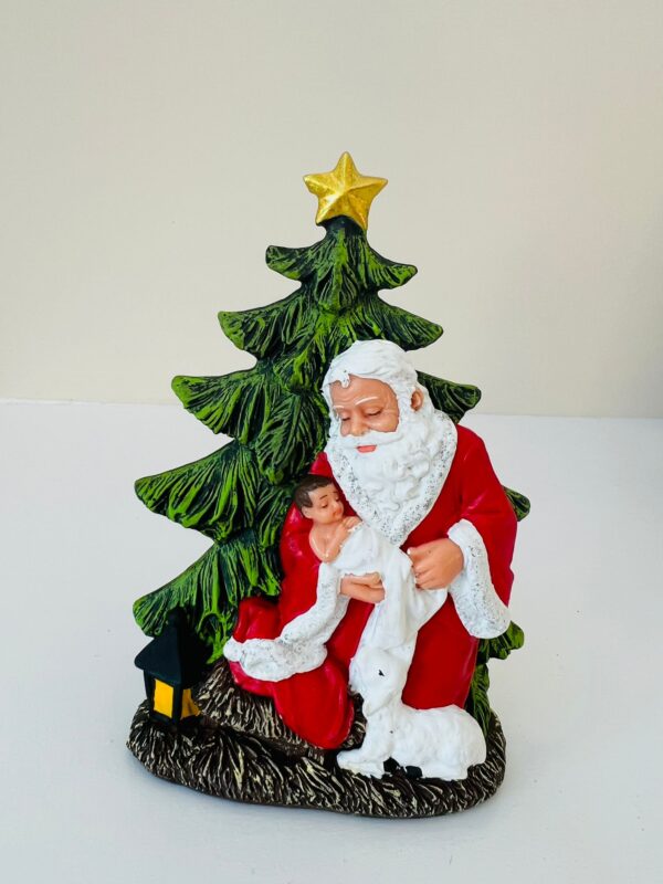 Santa Claus Figurine with Baby Jesus and Christmas Tree -6 Inch - Image 7